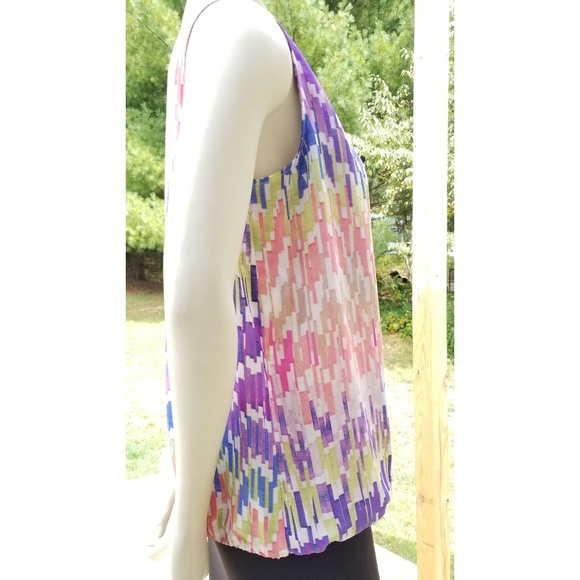 Liz Claiborne Abstract Print Faux 2-pieces Top, M - Picture 5 of 7